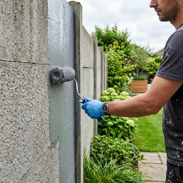 betonnen schutting verven