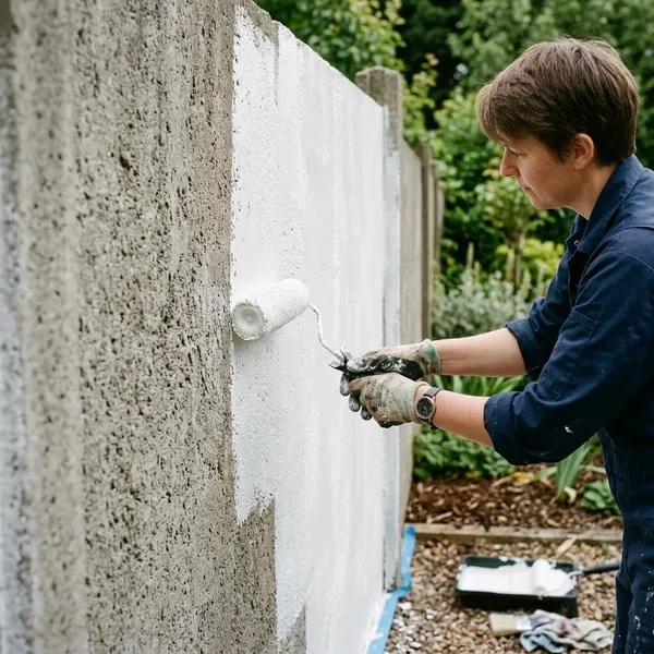Betonnen schutting voorbereiden voor verf