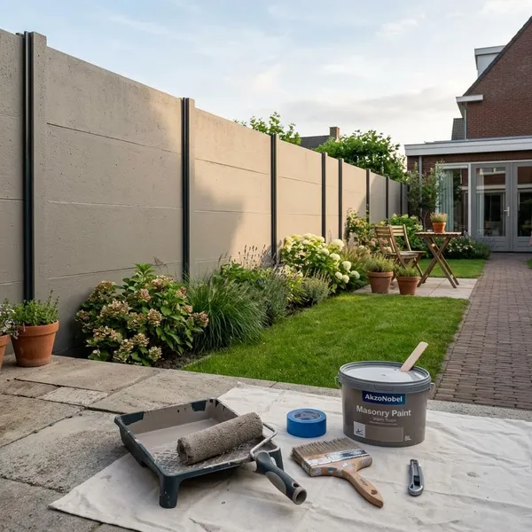 Betonnen schutting verven in stappen