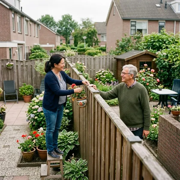 mag ik iets ophangen aan de schutting van de buren