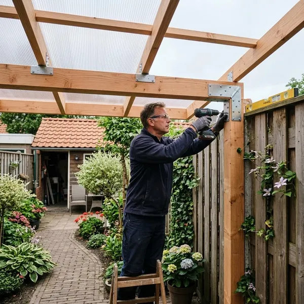 overkapping aan schutting