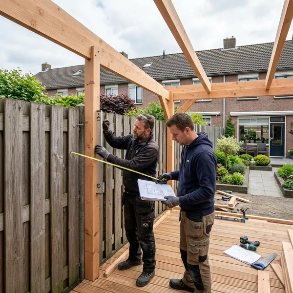 Overkapping langs de schutting bouwen