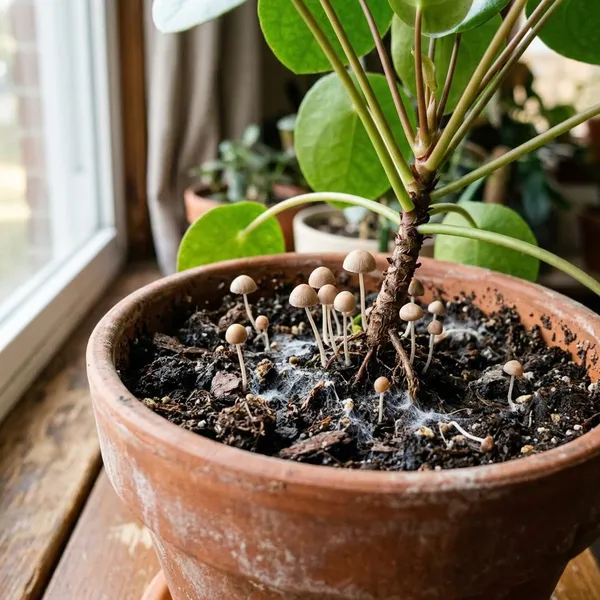 Paddestoel in potgrond en schade voor je plant