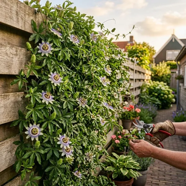 Zo leid je de passiebloem na het snoeien