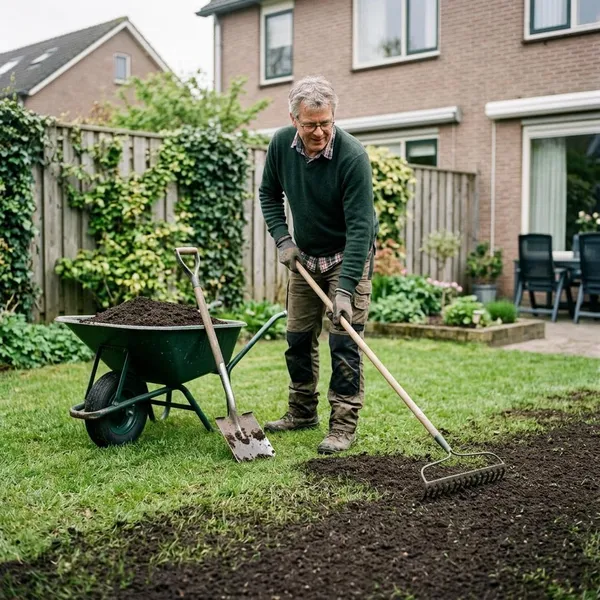 Gazon voorbereiden voor potgrond