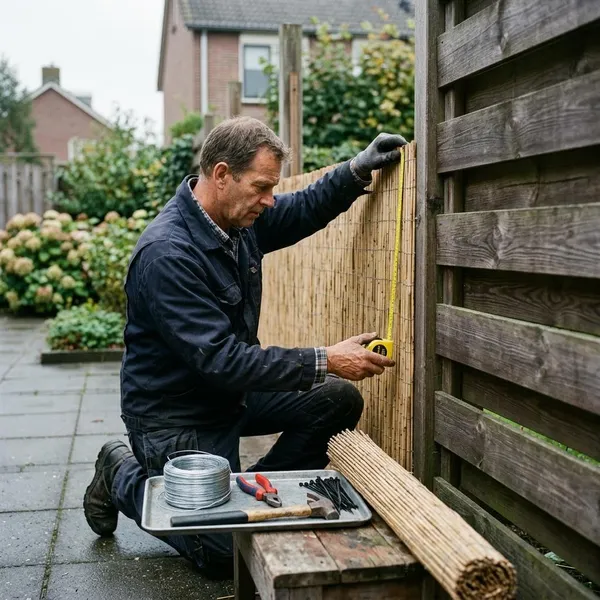 rietmat bevestigen aan schutting